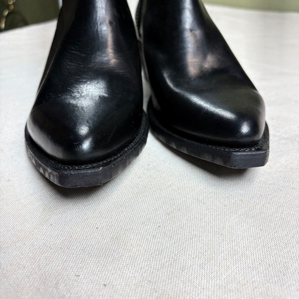 Frye Womens Black Leather Pointed Toe Ankle Boots Side Zip Size 10 Grunge Goth - Picture 2 of 8